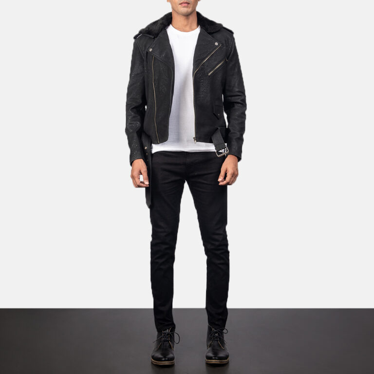 Mens Furton Disressed Black Leather Biker Jacket4742-2-1557303662267